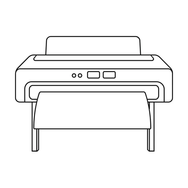 アウトライン スタイルの白い背景で隔離の大判プリンター アイコン。タイポグラフィ シンボル株式ベクトル図. — ストックベクタ