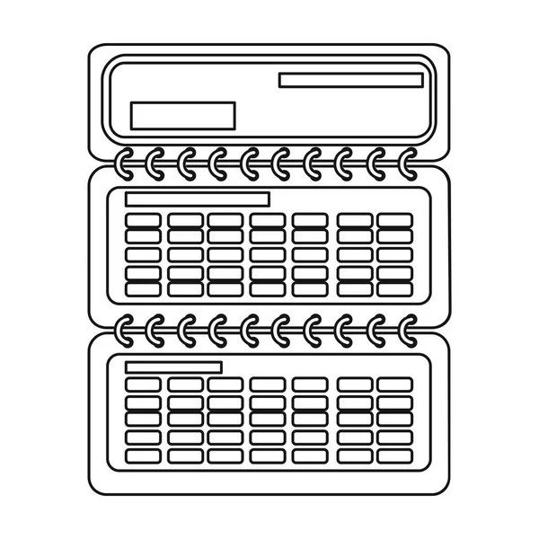 Kalender-ikonen i dispositionsformat isolerad på vit bakgrund. Typografi symbol lager vektorillustration. — Stock vektor