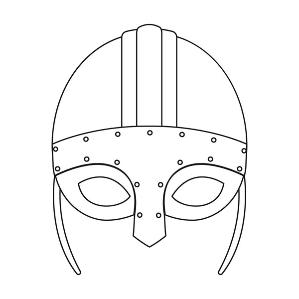 Icono de casco vikingo en estilo de contorno aislado sobre fondo blanco. Vikingos símbolo stock vector ilustración . — Vector de stock