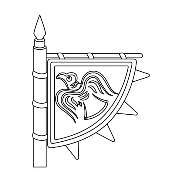 Ícone de bandeira Viking s em estilo esboço isolado no fundo branco. Vikings símbolo estoque vetor ilustração . —  Vetores de Stock