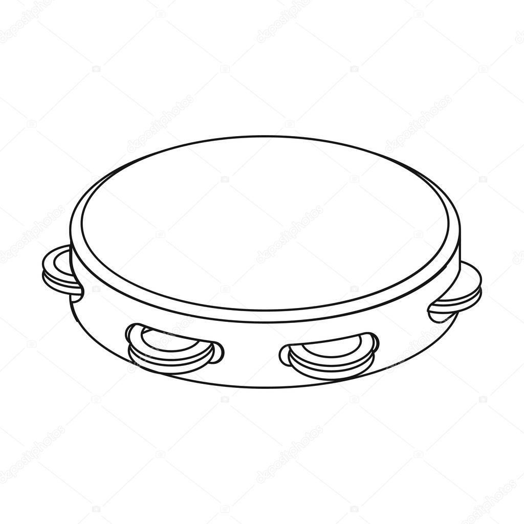 Tambourine icon in outline design isolated on white background. Spain country symbol stock vector illustration. - stock vector