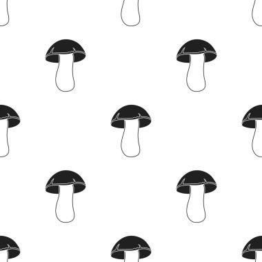 Porcini simge siyah stil beyaz arka plan üzerinde izole içinde. Mantar deseni hisse senedi vektör çizim.