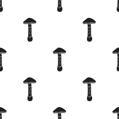 Mantarı simge siyah stil beyaz arka plan üzerinde izole içinde. Mantar deseni hisse senedi vektör çizim.