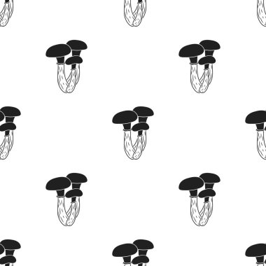 Tatlım agaric simge siyah stil beyaz arka plan üzerinde izole içinde. Mantar deseni hisse senedi vektör çizim.