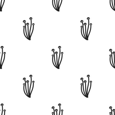 Enokitake simge siyah stil beyaz arka plan üzerinde izole içinde. Mantar deseni hisse senedi vektör çizim.