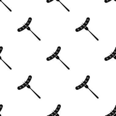 Bavyera sosis simge siyah stil beyaz arka plan üzerinde izole içinde. Oktoberfest desen hisse senedi vektör çizim.