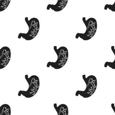 Mide simge siyah stil beyaz arka plan üzerinde izole içinde. Organları desen hisse senedi vektör çizim.