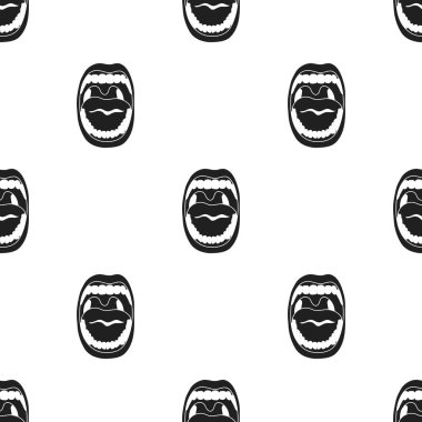 Ağız simge siyah stil beyaz arka plan üzerinde izole içinde. Organları desen hisse senedi vektör çizim.