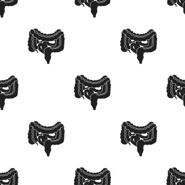 Gastrointestinal sistem simge siyah stil beyaz arka plan üzerinde izole içinde. Organları desen hisse senedi vektör çizim.