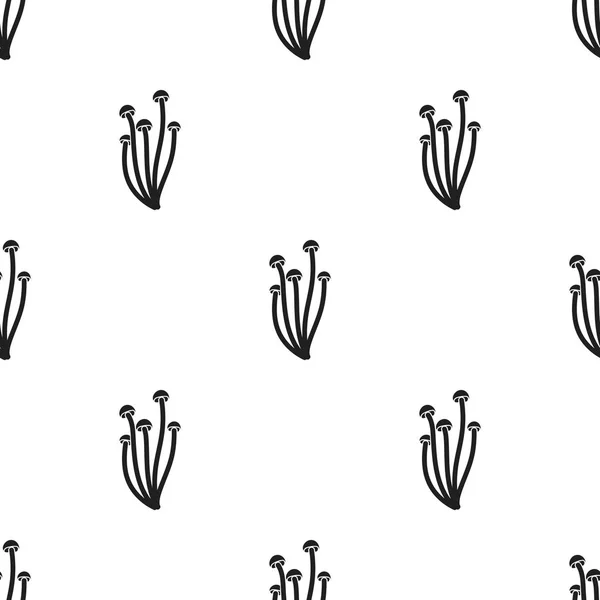 Icono de Enokitake en estilo negro aislado sobre fondo blanco. Seta patrón stock vector ilustración . — Vector de stock