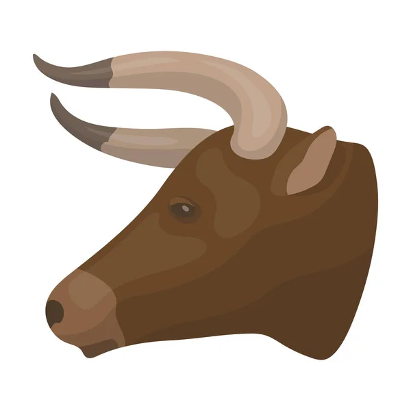 Hoofd van de stier pictogram in cartoon stijl geïsoleerd op een witte achtergrond. Rodeo symbool voorraad vectorillustratie. — Stockvector