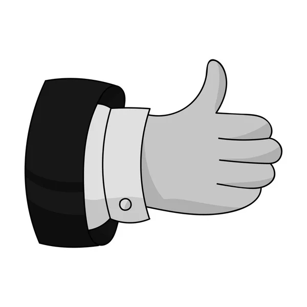 Thumb up icon in monochrome style isolated on white background. Conference and negetiations symbol stock vector illustration. — Stock Vector