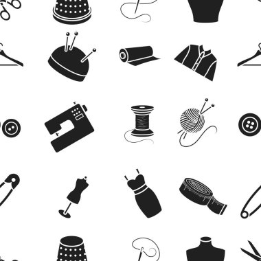 Atelie desen simgeler siyah stil. Atelie vektör simge stok çizim büyük toplama