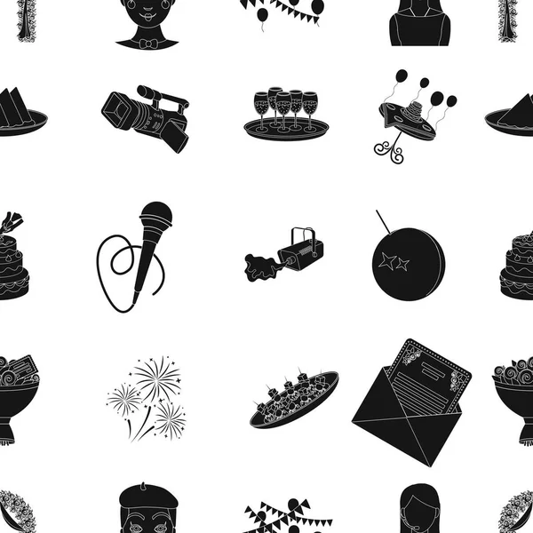 Συμβάν υπηρεσία εικονίδια μοτίβο σε μαύρο στυλ. Μεγάλη συλλογή από εκδήλωση σύμβολο μετοχής εικονογράφηση φορέα υπηρεσίας — Διανυσματικό Αρχείο
