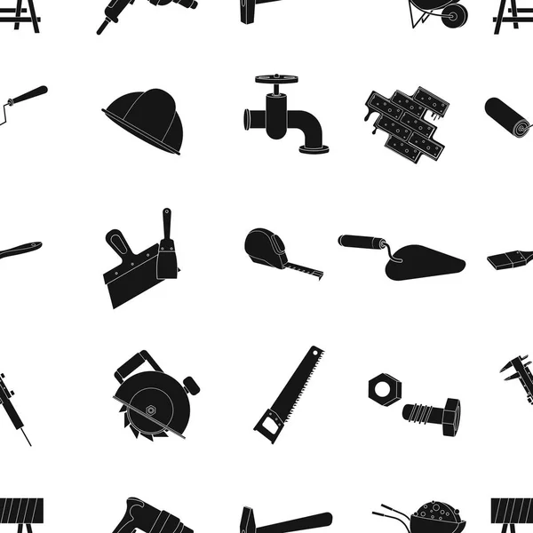 Erstellen und Reparieren von Mustersymbolen im schwarzen Stil. Große Sammlung von Build-and-Reparatur-Vektor-Symbolen — Stockvektor