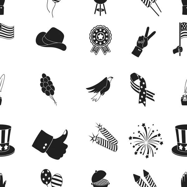 Patrón de Patriot Day iconos en estilo negro. Gran colección de Día del Patriota vector símbolo stock ilustración — Archivo Imágenes Vectoriales