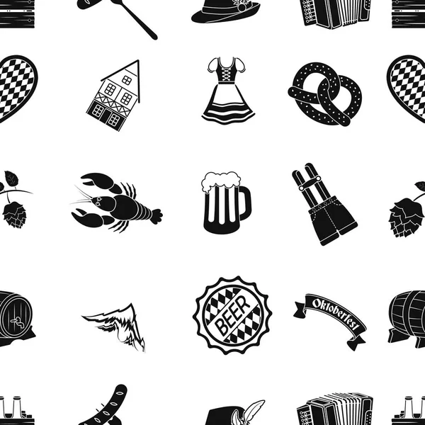 Oktoberfest ícones padrão em estilo preto. Grande coleção de Oktoberfest vetor símbolo estoque ilustração — Vetor de Stock