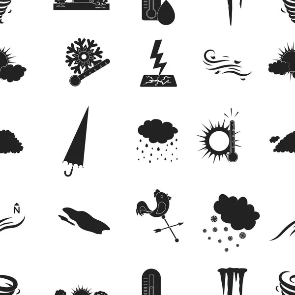 Ícones de padrão meteorológico em estilo preto. Grande coleção de tempo vetor símbolo estoque ilustração — Vetor de Stock