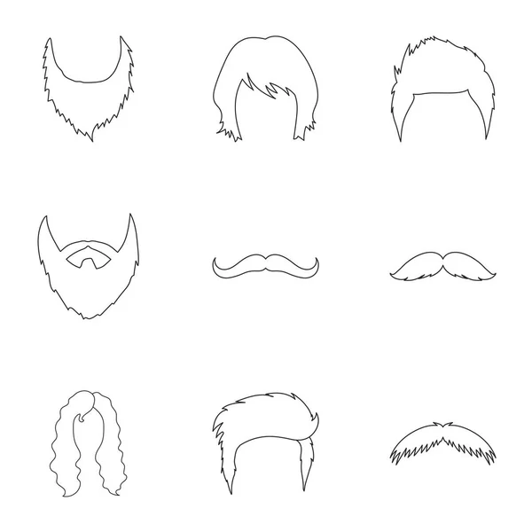 Barbe définir des icônes dans le style de contour. Grande collection de barbe vecteur symbole illustration stock — Image vectorielle