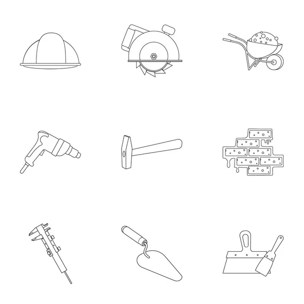 Construir y reparar iconos establecidos en el estilo de contorno. Gran colección de construcción y reparación vector símbolo stock ilustración — Vector de stock