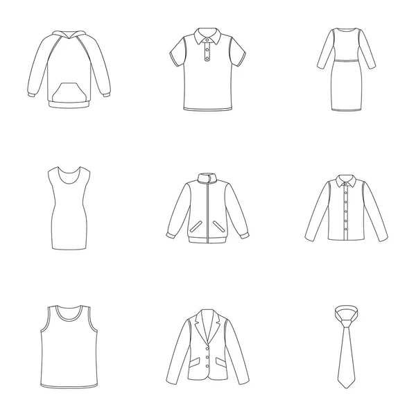 Kleider setzen Symbole in Umrissen. große Sammlung von Kleidung Vektor Symbol Stock Illustration — Stockvektor