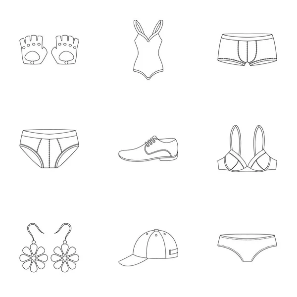 Kleding set pictogrammen in kaderstijl. Grote collectie van kleding vector symbool stock illustratie — Stockvector