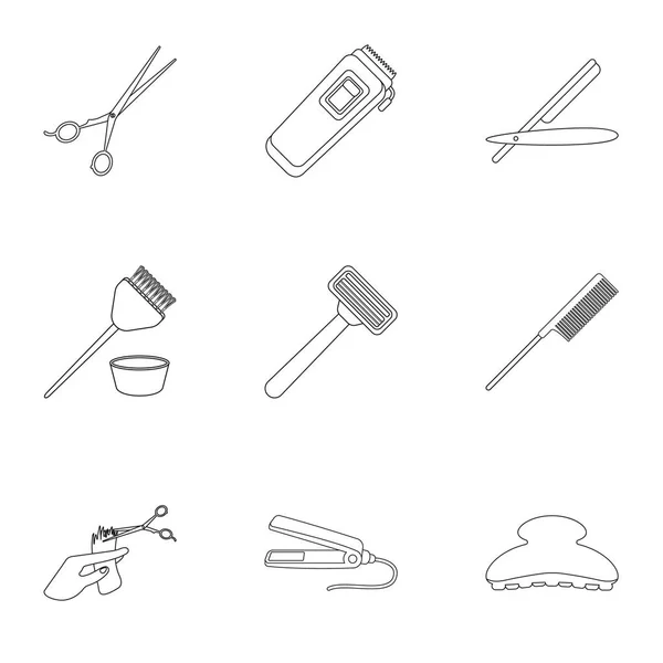 Hairdresser set icons in outline style. Big collection of hairdresser vector symbol stock illustration — Stock Vector