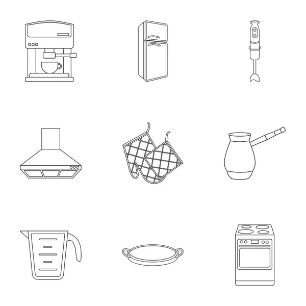 Ensemble de cuisine icônes dans le style contour. Grande collection de cuisine vecteur symbole illustration stock — Image vectorielle