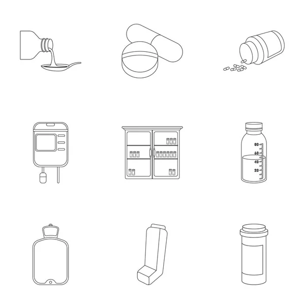 Médecine et l'hôpital mis icônes dans le style de contour. Grande collection de médecine et symbole vectoriel hospitalier illustration de stock — Image vectorielle