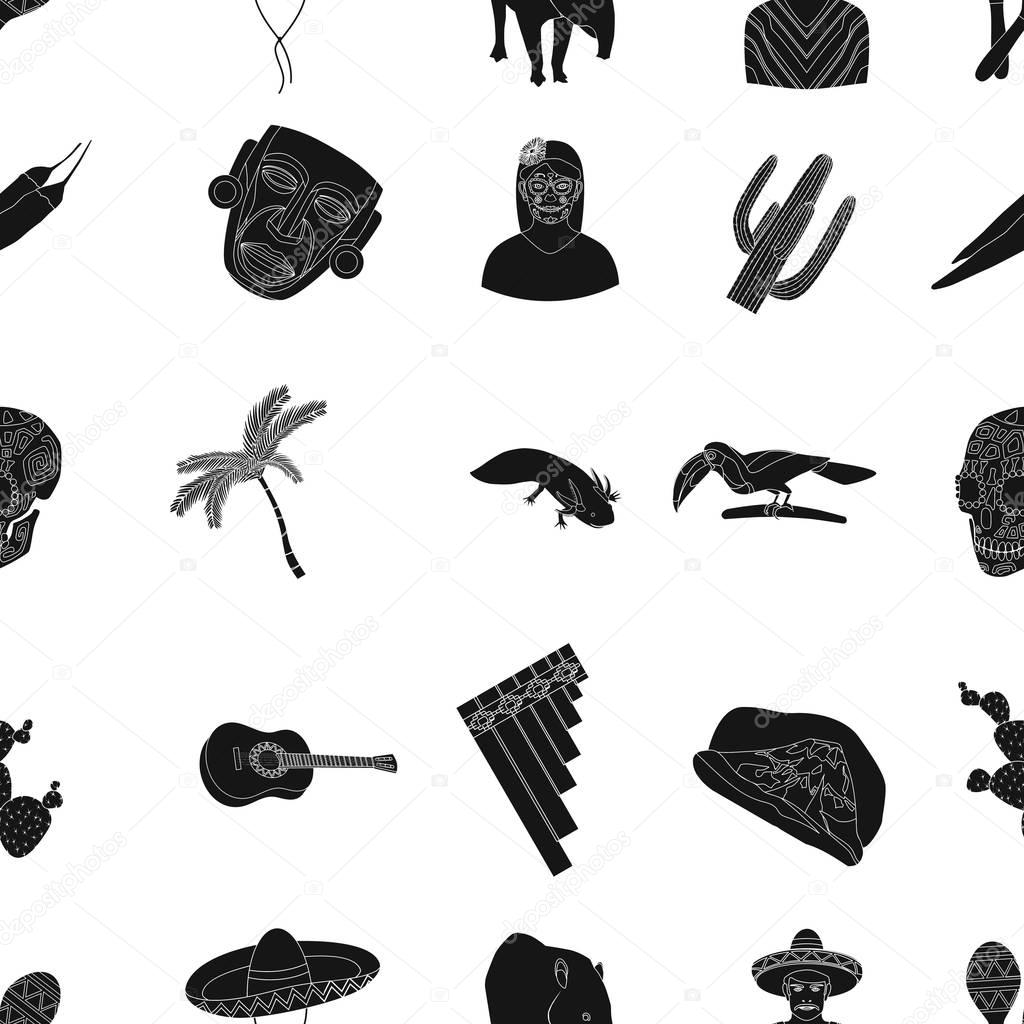 Mexico country pattern icons in black design. Big collection of mexico country vector symbol stock illustration