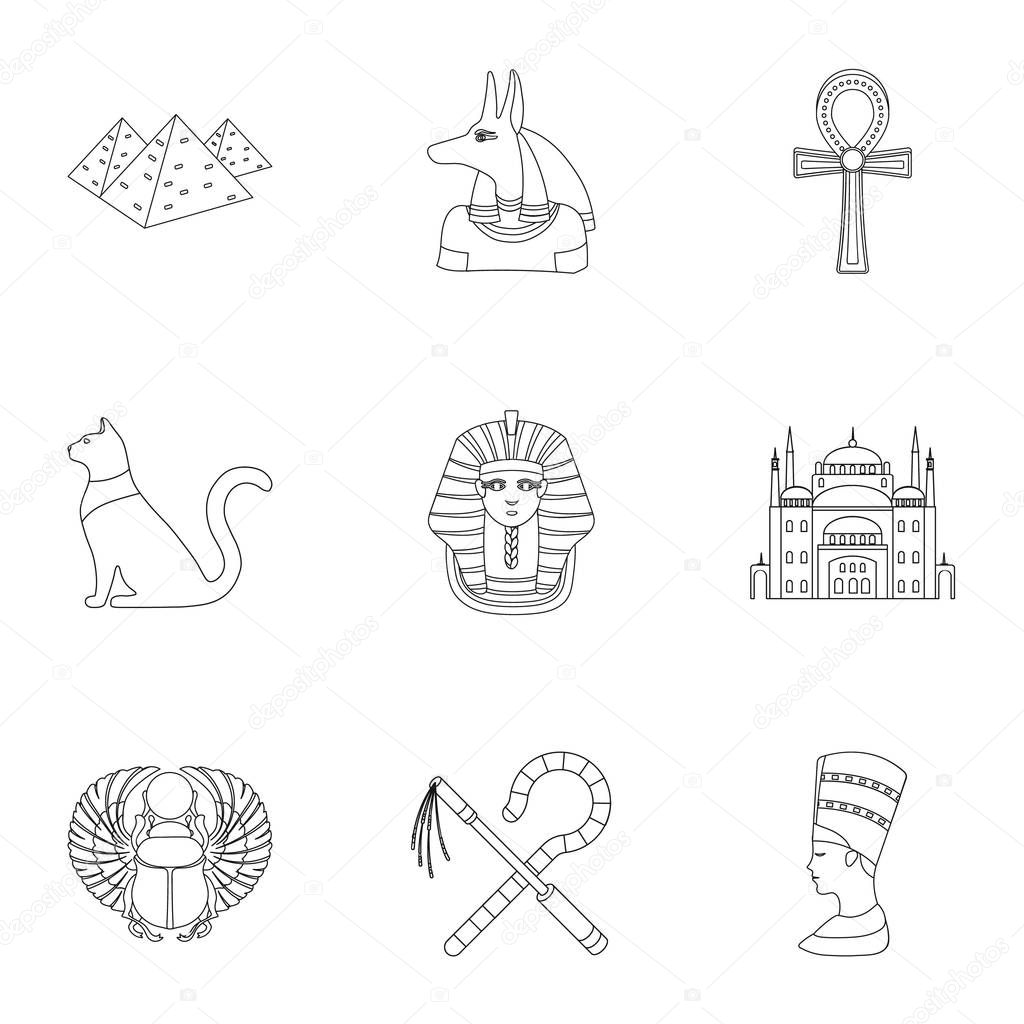 Ancient Egypt set icons in outline style. Big collection of ancient Egypt vector symbol stock illustration