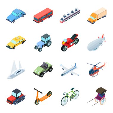 Ulaşım, karikatür tarzı simgeleri ayarlayın. Ulaşım vektör simge stok çizim büyük toplama