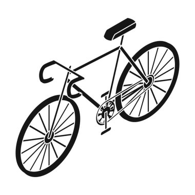 Bisiklet simge siyah stil beyaz arka plan üzerinde izole içinde. Ulaşım sembol stok vektör çizim.