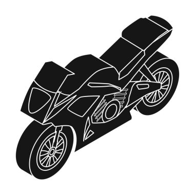 Motosiklet simge siyah stil beyaz arka plan üzerinde izole içinde. Ulaşım sembol stok vektör çizim.