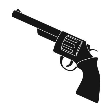 Tek renkli stil beyaz arka plan üzerinde izole tabanca simgesini. Rodeo sembol stok vektör çizim.