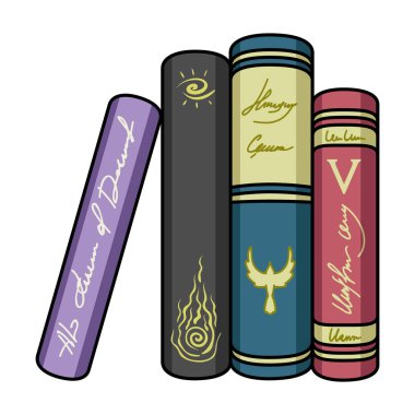 Kitap simgesi beyaz arka plan üzerinde izole karikatür tarzı ayakta. Kitaplar sembol stok vektör çizim.