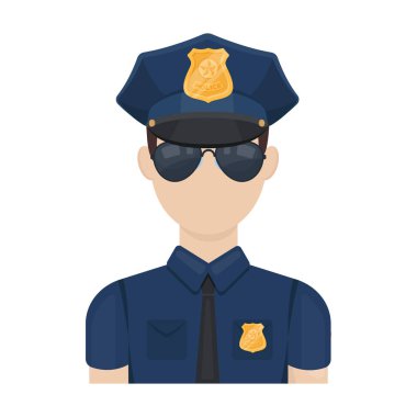 Polis memuru simgesi beyaz arka plan üzerinde izole karikatür tarzı. Polis sembol stok vektör çizim.