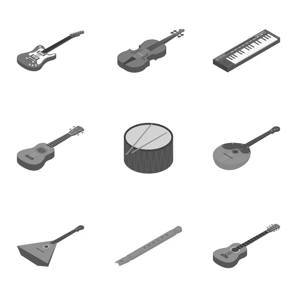 Музыкальные инструменты устанавливают иконы в монохромном стиле. Большая коллекция векторных символов музыкальных инструментов — стоковый вектор
