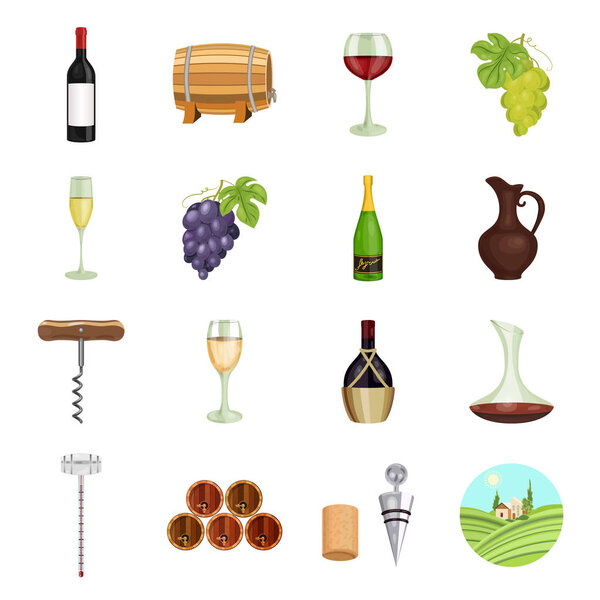 Wine production set icons in cartoon style. Big collection of wine production vector symbol stock illustration