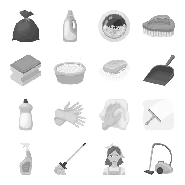 Reinigungs-Set Icons im monochromen Stil. Große Sammlung von Reinigungsvektorsymbolen — Stockvektor