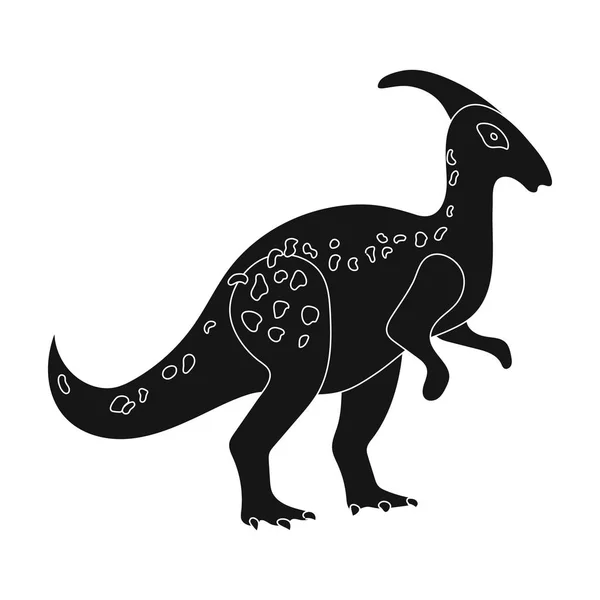 Dinosaurio Parasaurolophus icono en estilo negro aislado sobre fondo blanco. Dinosaurios y símbolos prehistóricos stock vector ilustración . — Archivo Imágenes Vectoriales