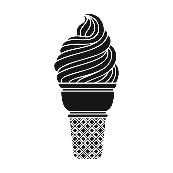 Helado en waffle cup icono en estilo monocromo aislado sobre fondo blanco. Helado símbolo stock vector ilustración . — Archivo Imágenes Vectoriales
