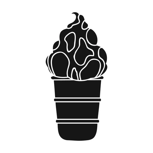 Lody w waffle filiżanka ikona w stylu monochromatyczne na białym tle. Ice cream symbol Stockowa ilustracja wektorowa. — Wektor stockowy