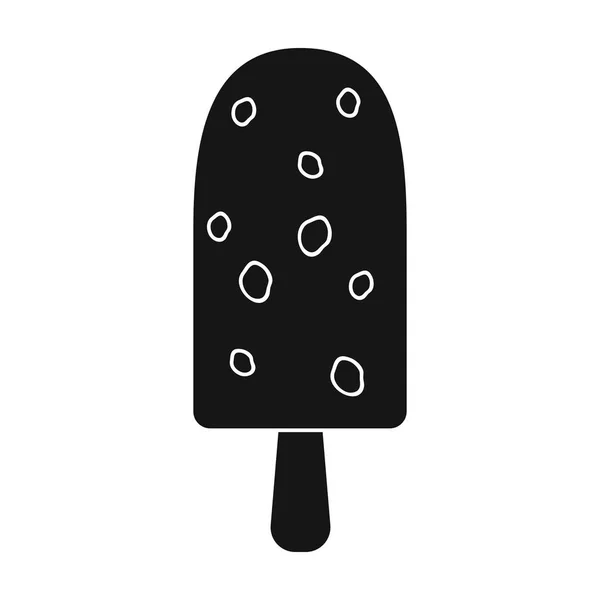 Helado en cono de gofre icono en estilo monocromo aislado sobre fondo blanco. Helado símbolo stock vector ilustración . — Archivo Imágenes Vectoriales