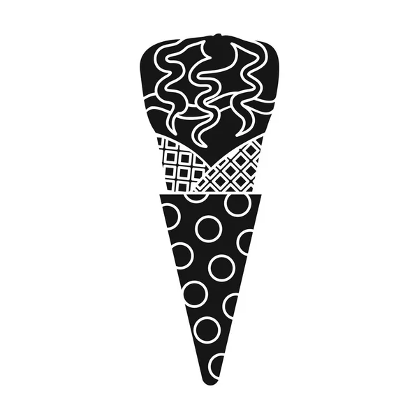 Helado en cono de gofre icono en estilo monocromo aislado sobre fondo blanco. Helado símbolo stock vector ilustración . — Archivo Imágenes Vectoriales