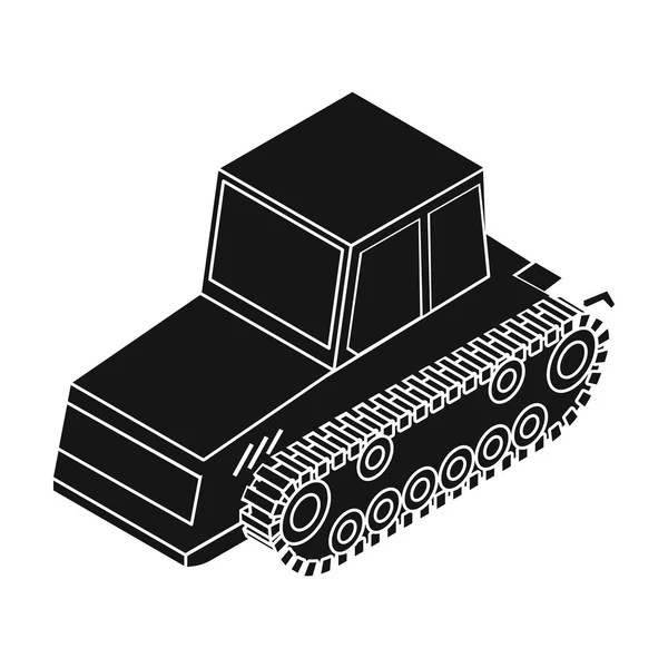 Tracked tractor icon in black style isolated on white background. Transportation symbol stock vector illustration. — Stock Vector