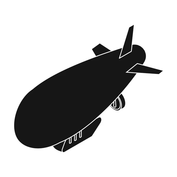 Icono de dirigible en estilo negro aislado sobre fondo blanco. Símbolo de transporte stock vector ilustración . — Vector de stock