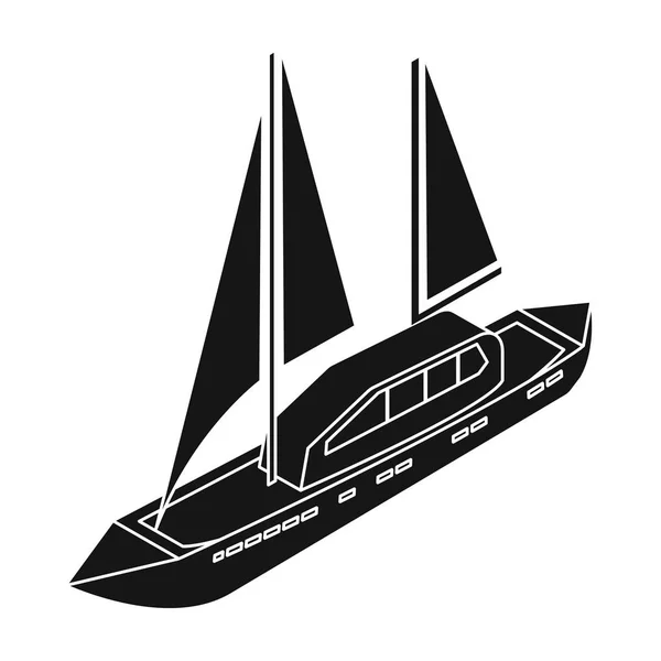 Yachtsymbol im schwarzen Stil isoliert auf weißem Hintergrund. Transport Symbol Aktienvektor Illustration. — Stockvektor