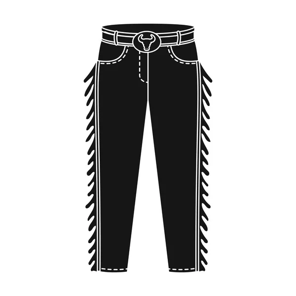 Ícone de jeans Cowboy em estilo monocromático isolado no fundo branco. Rodeo símbolo estoque vetor ilustração . — Vetor de Stock