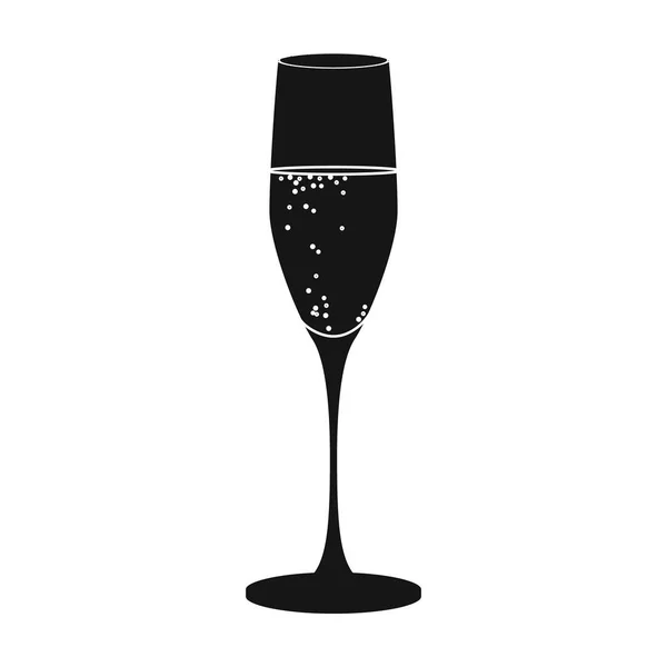 Glas Champagner-Ikone im schwarzen Stil isoliert auf weißem Hintergrund. Wein Produktion Symbol Lager Vektor Illustration. — Stockvektor